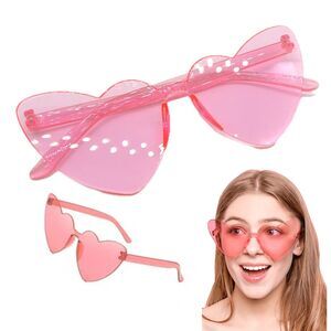 NEW Pink Acrylic Heart Sunglasses